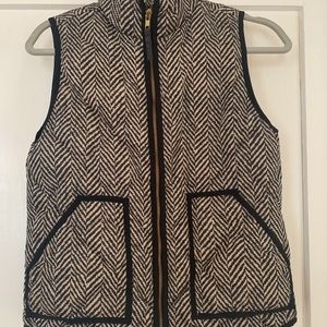 J. Crew Black & Cream Quilted Puffer Vest